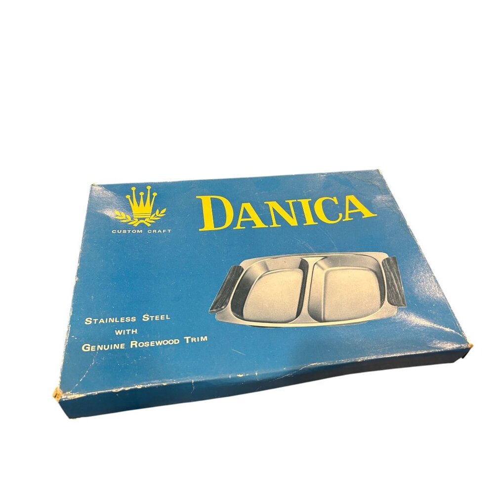 Vintage Danica Stainless Steel Double Compartment Server # 1984 Made in Japan